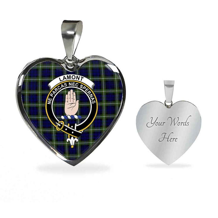 Scottish Lamont Clan Crest Tartan Necklace Heart Tartan Plaid 3