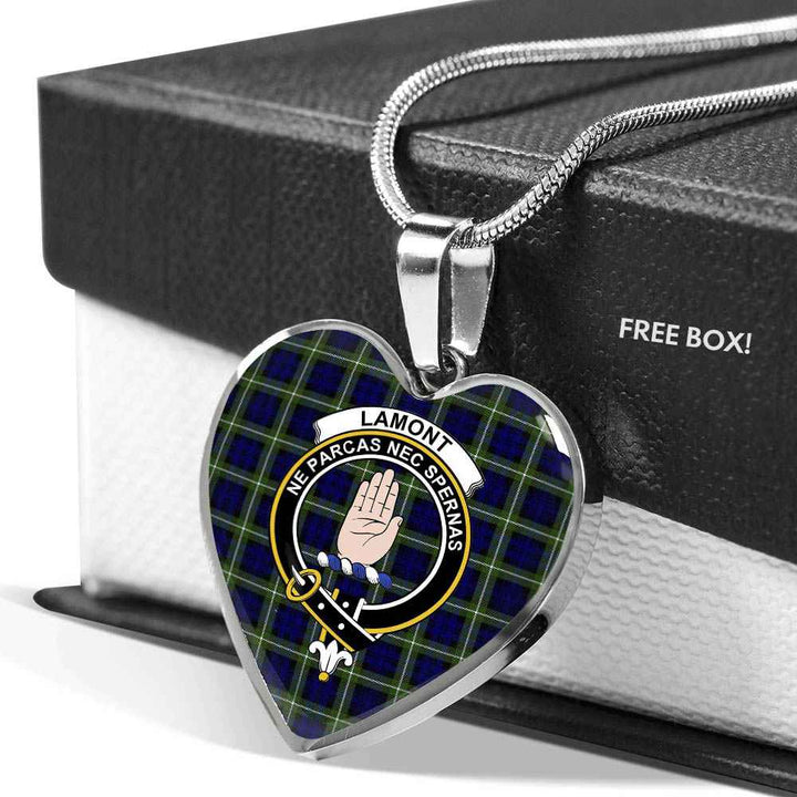 Scottish Lamont Clan Crest Tartan Necklace Heart Tartan Plaid 5