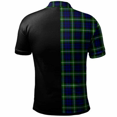 Scottish Lamont Clan Crest Tartan Polo Shirt - Half in Me Back Side Tartan Plaid
