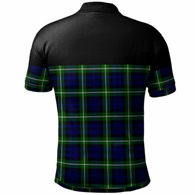 Scottish Lamont Clan Crest Tartan Polo Shirt - Horizontal Style Back Side Tartan Plaid