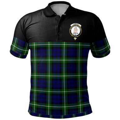 Scottish Lamont Clan Crest Tartan Polo Shirt - Horizontal Style Front Side Tartan Plaid
