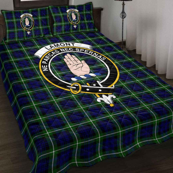 Scottish Lamont Clan Crest Tartan Quilt Bed Set Tartan Plaid 2