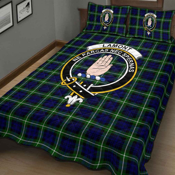 Scottish Lamont Clan Crest Tartan Quilt Bed Set Tartan Plaid 3