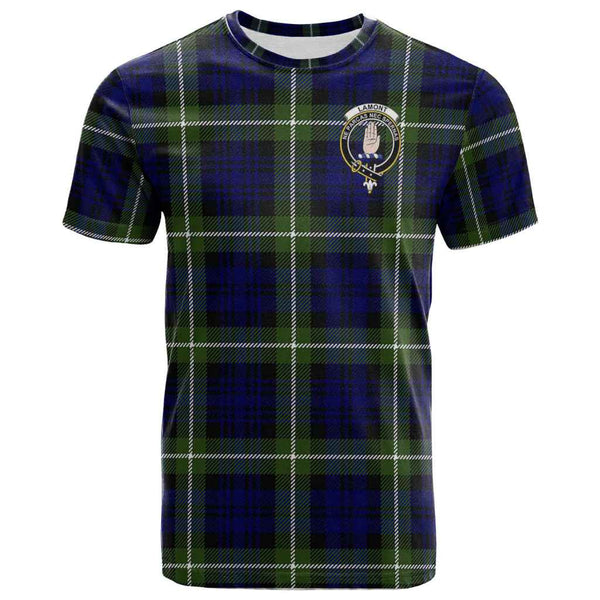 Scottish Lamont Clan Crest Tartan T-Shirt Front Side Tartan Plaid