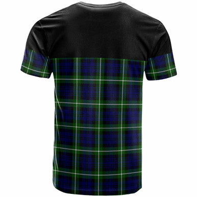 Scottish Lamont Clan Crest Tartan T-Shirt - Horizontal Style Back Side Tartan Plaid
