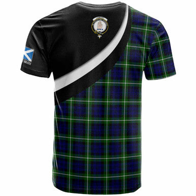Scottish Lamont Clan Crest Tartan T-Shirt - Scotland Forever Style Back Side Tartan Plaid