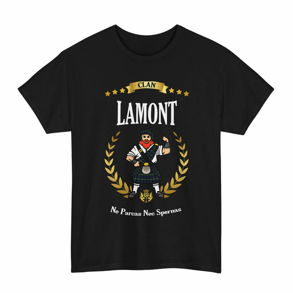 Scottish Lamont Clan Tartan T-Shirt - Motto Scotsman Tartan Plaid Black Color