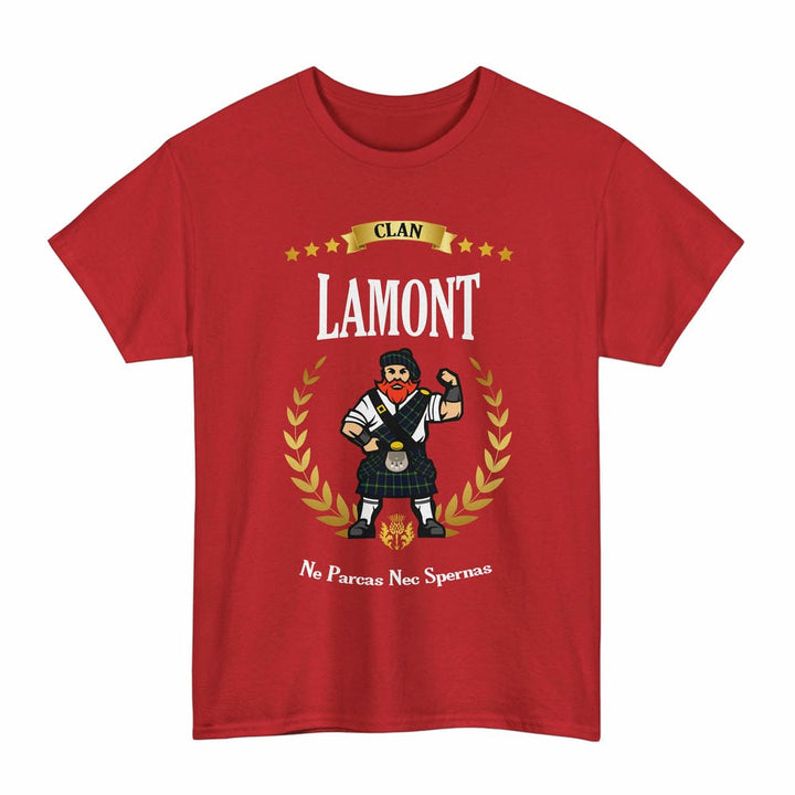 Scottish Lamont Clan Tartan T-Shirt - Motto Scotsman Tartan Plaid Red Color