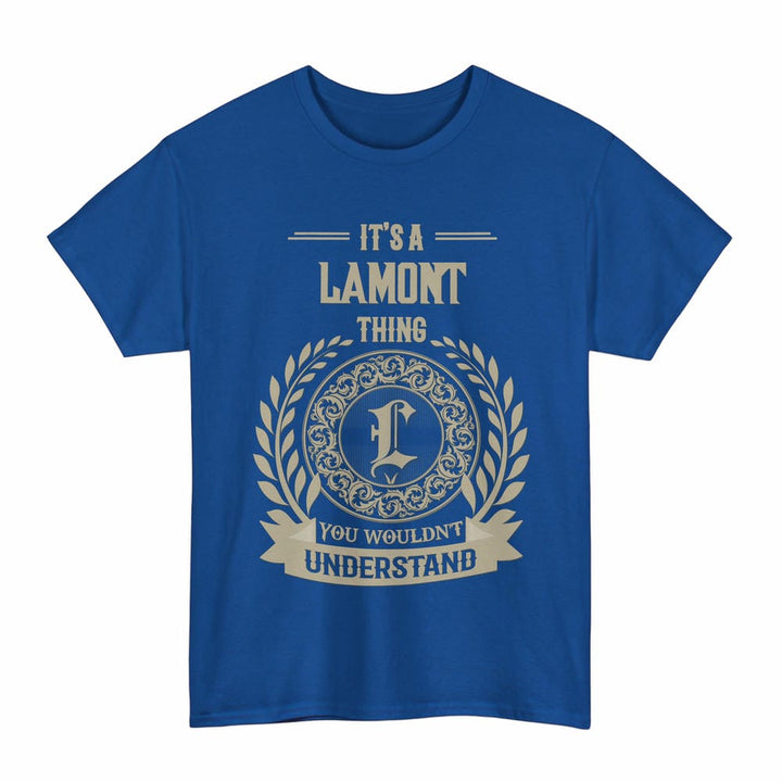Scottish Lamont Clan Tartan T-Shirt - Vintage Family Name Tartan Plaid Royal Color