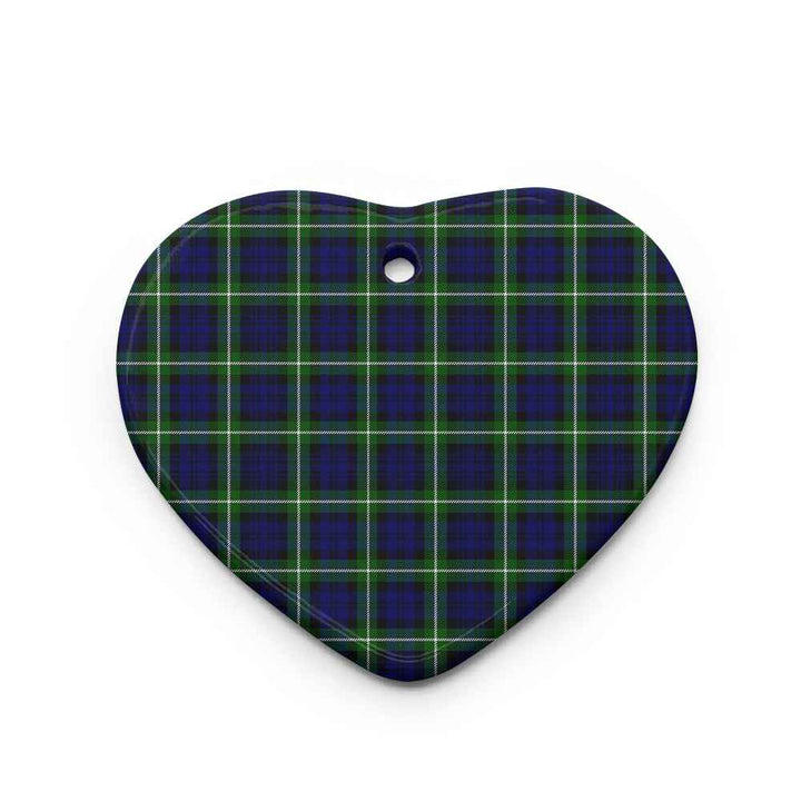 Scottish Lamont Modern Clan Tartan Ceramic Ornament Heart Shape Tartan Plaid