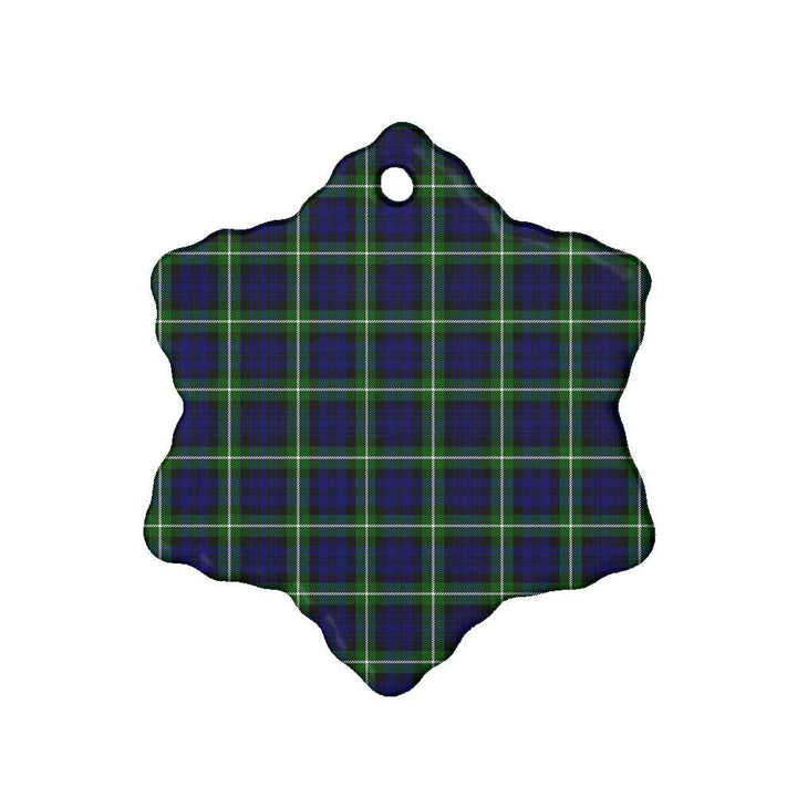 Scottish Lamont Modern Clan Tartan Ceramic Ornament Snow Flake Shape Tartan Plaid