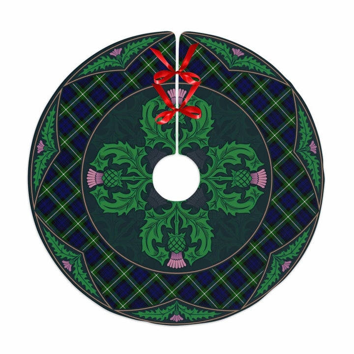 Scottish Lamont Modern Clan Tartan Christmas Tree Skirt Old Scottish Thistle Flower No Tassels Tartan Plaid 1