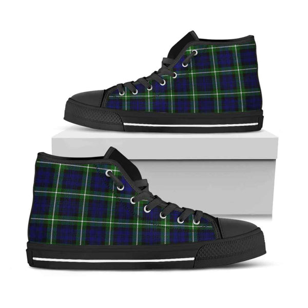 Scottish Lamont Modern Clan Tartan High Top Shoes Black Sole Tartan Plaid