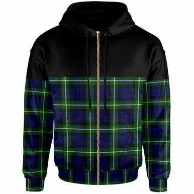Scottish Lamont Modern Clan Tartan Hoodie - Horizontal Style Zip Tartan Plaid