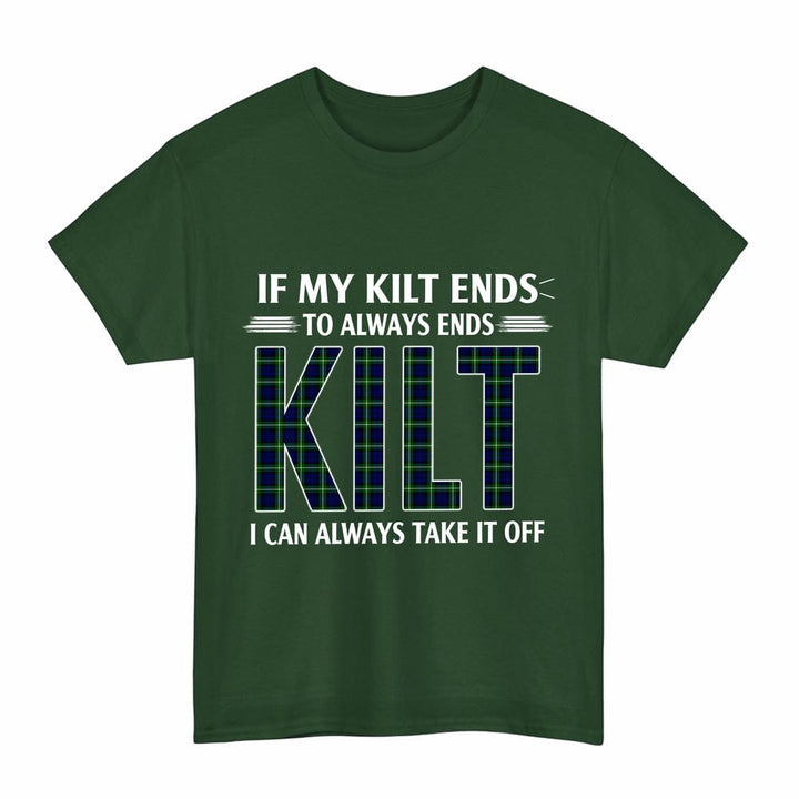 Scottish Lamont Modern Clan Tartan Kilt Pride T-Shirt Tartan Plaid Forest Green Color