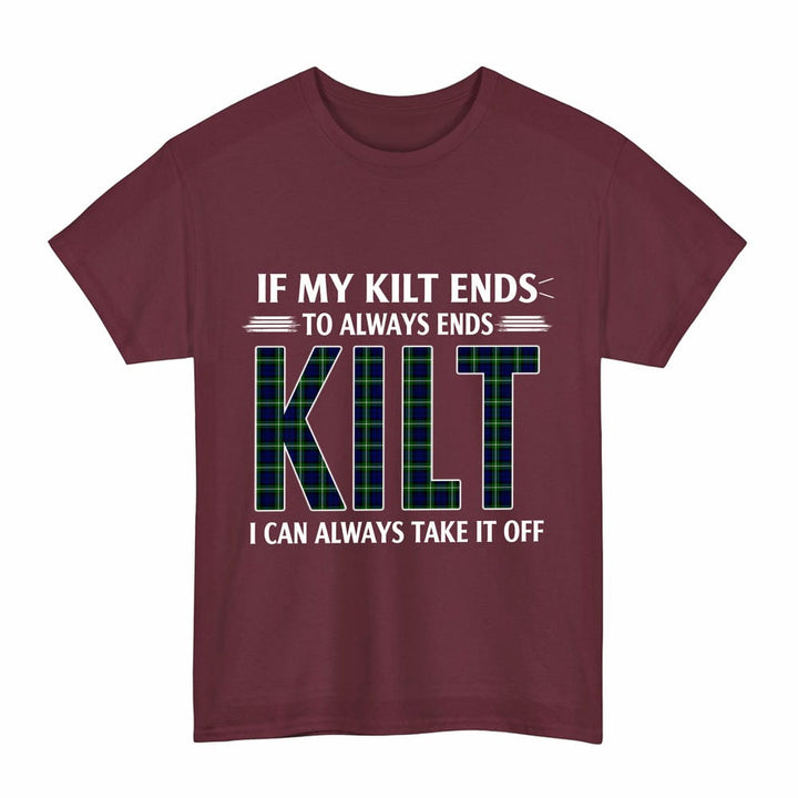 Scottish Lamont Modern Clan Tartan Kilt Pride T-Shirt Tartan Plaid Maroon Color