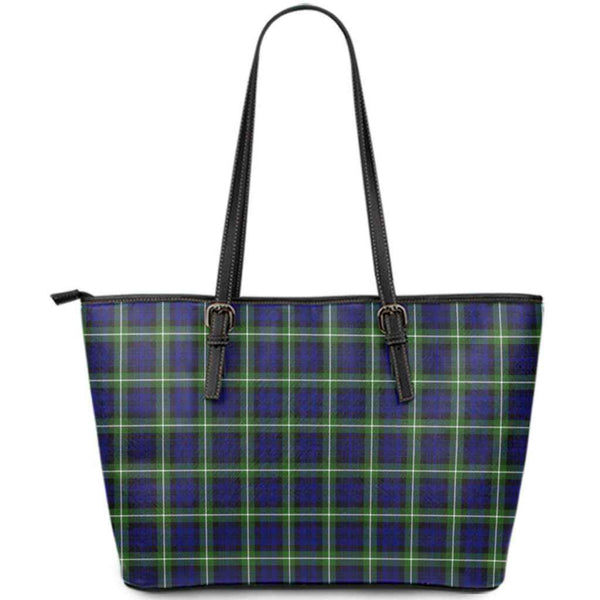 Scottish Lamont Modern Clan Tartan Leather Tote Tartan Plaid