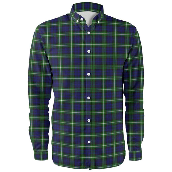 Scottish Lamont Modern Clan Tartan Long Sleeve Shirt Front Side Tartan Plaid
