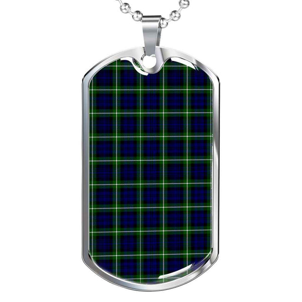 Scottish Lamont Modern Clan Tartan Military Dog Tag Necklace Tartan Plaid