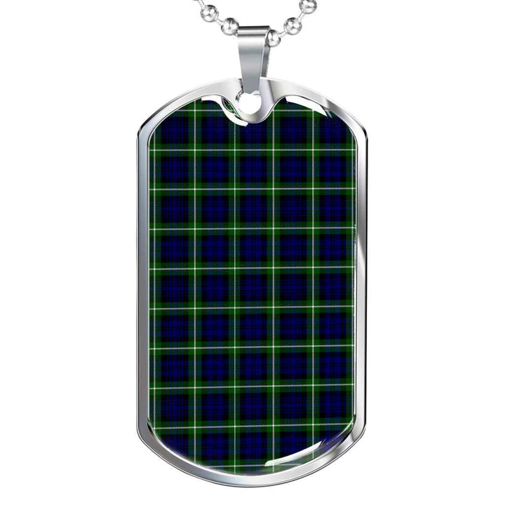Scottish Lamont Modern Clan Tartan Military Dog Tag Necklace Tartan Plaid