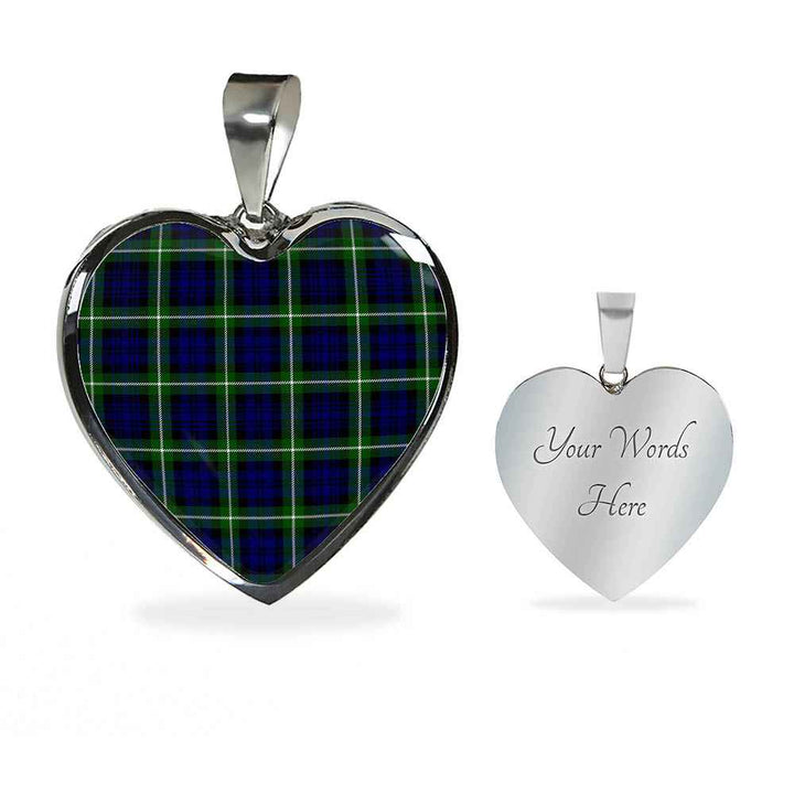 Scottish Lamont Modern Clan Tartan Necklace Heart Tartan Plaid 3