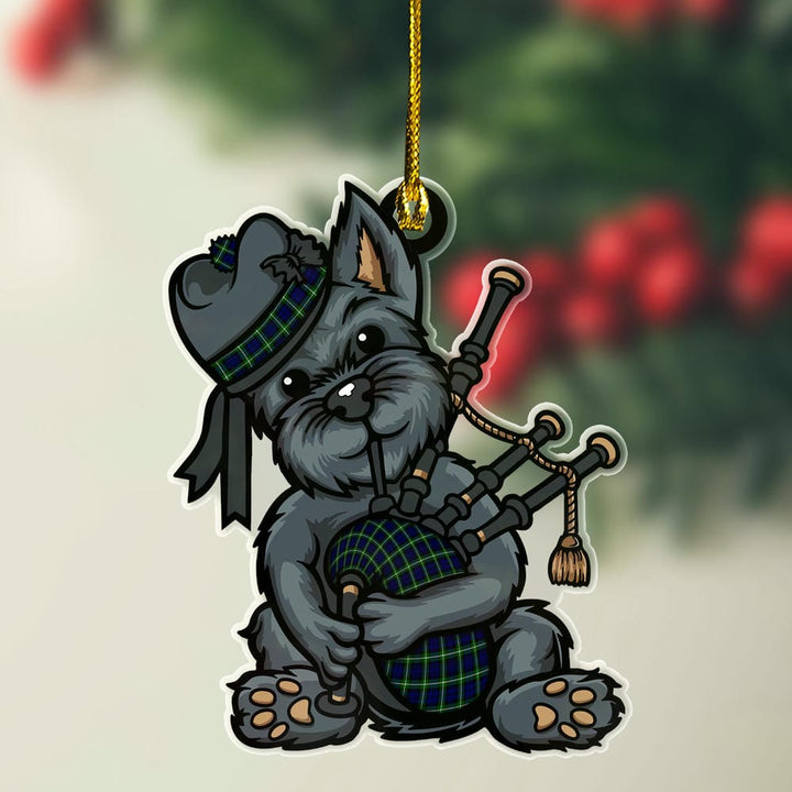 Scottish Lamont Modern Clan Tartan Ornament Scottish Terrier Plays The Bagpipes Tartan Plaid