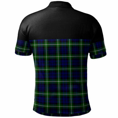 Scottish Lamont Modern Clan Tartan Polo Shirt - Horizontal Style Back Side Tartan Plaid