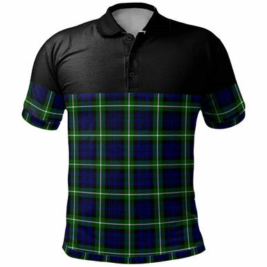 Scottish Lamont Modern Clan Tartan Polo Shirt - Horizontal Style Front Side Tartan Plaid