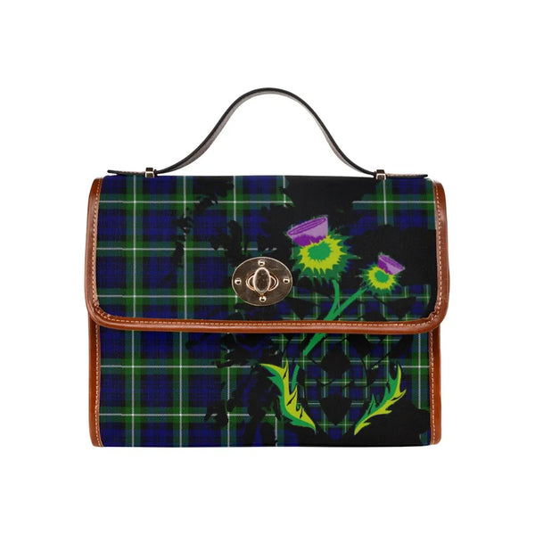 Scottish Lamont Modern Clan Tartan Waterproof Canvas Bag With Thistle Tartan Plaid 2