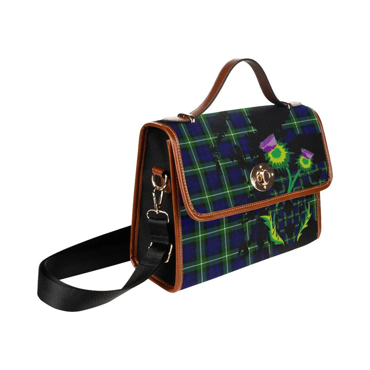 Scottish Lamont Modern Clan Tartan Waterproof Canvas Bag With Thistle Tartan Plaid 3
