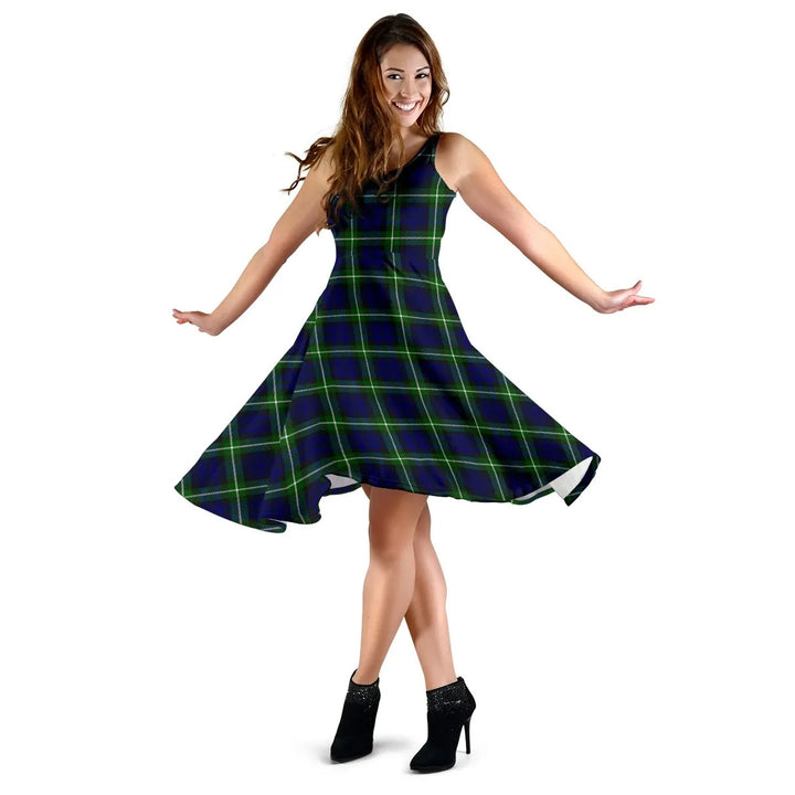 Scottish Lamont Modern Clan Tartan Women Midi Dress