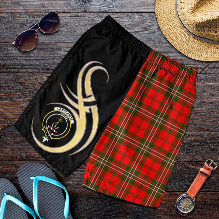 Scottish Langlands Clan Crest Tartan Believe in Me Men's Shorts