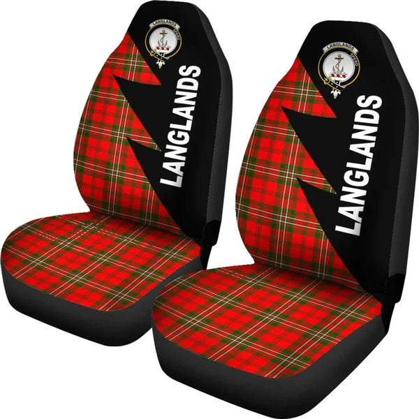 Scottish Langlands Clan Crest Tartan Car Seat Covers - Flash Style 2