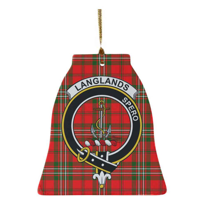 Scottish Langlands Clan Crest Tartan Ceramic Ornament Bell Shape Tartan Plaid