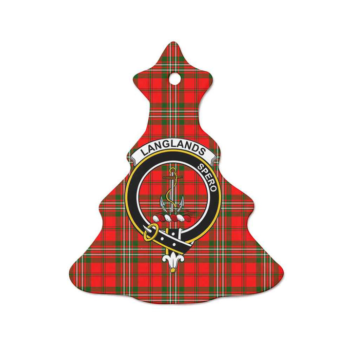 Scottish Langlands Clan Crest Tartan Ceramic Ornament Tree Shape Tartan Plaid