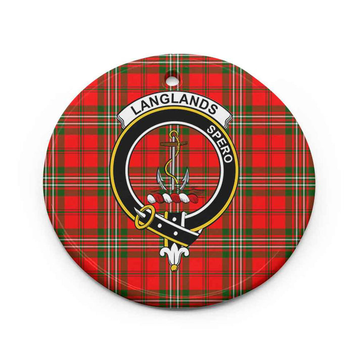 Scottish Langlands Clan Crest Tartan Ceramic Ornament Circle Shape Tartan Plaid
