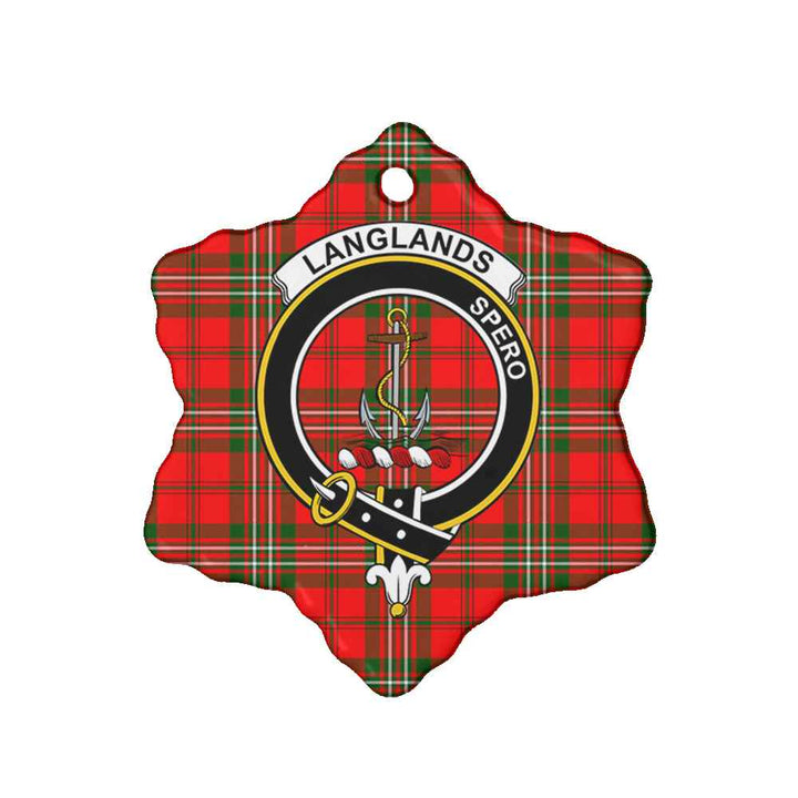 Scottish Langlands Clan Crest Tartan Ceramic Ornament Snow Flake Shape Tartan Plaid
