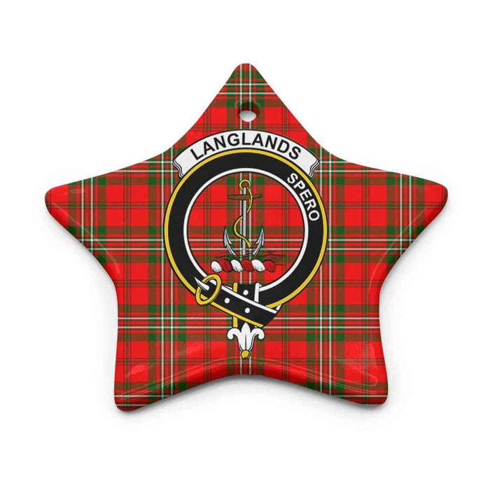 Scottish Langlands Clan Crest Tartan Ceramic Ornament Star Shape Tartan Plaid
