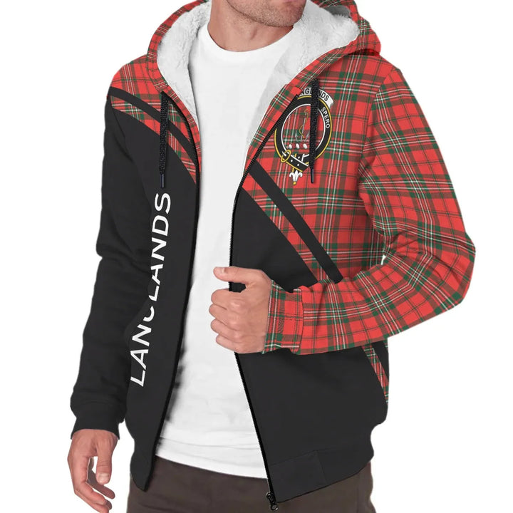 Scottish Langlands Clan Crest Tartan Curve Sherpa Hoodie