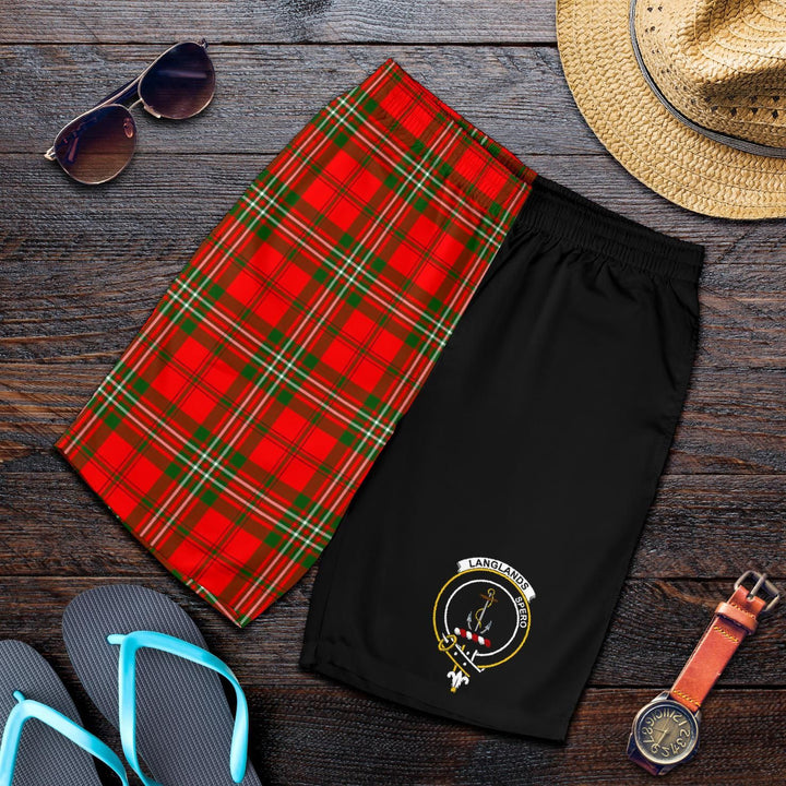 Scottish Langlands Clan Crest Tartan Half of Me Men's Shorts