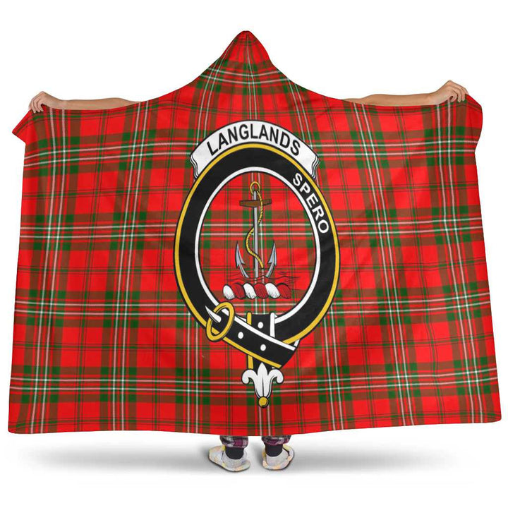 Scottish Langlands Clan Crest Tartan Hooded Blanket Tartan Plaid 1