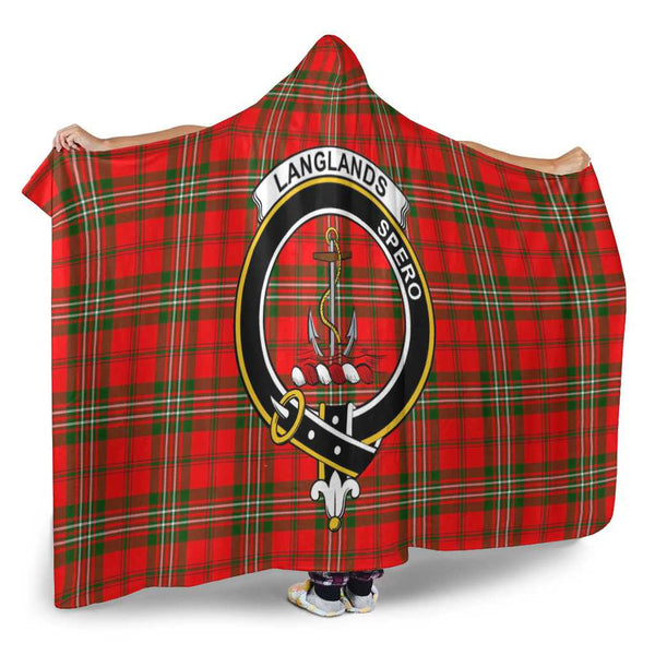 Scottish Langlands Clan Crest Tartan Hooded Blanket Tartan Plaid 2