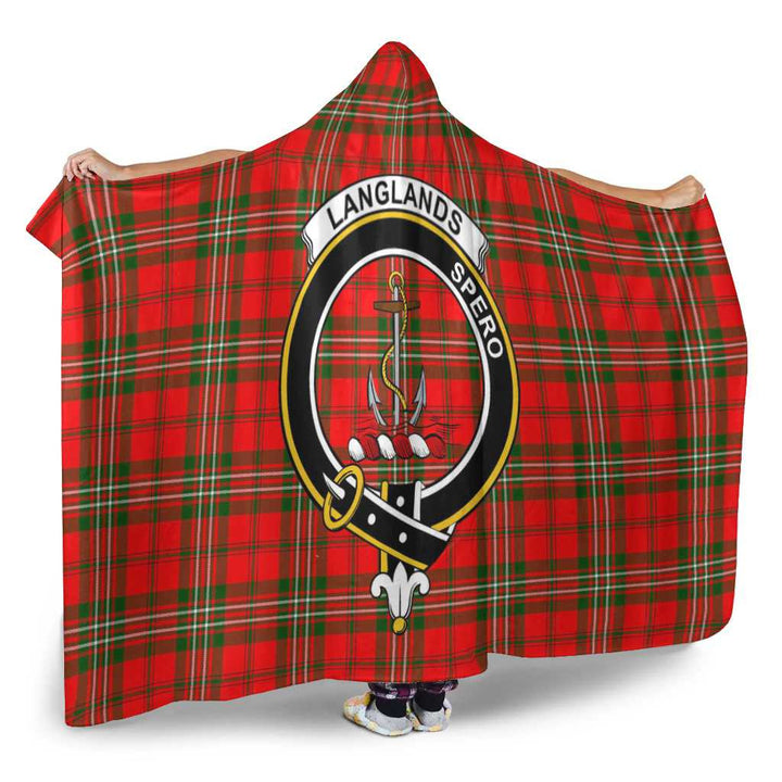 Scottish Langlands Clan Crest Tartan Hooded Blanket Tartan Plaid 2