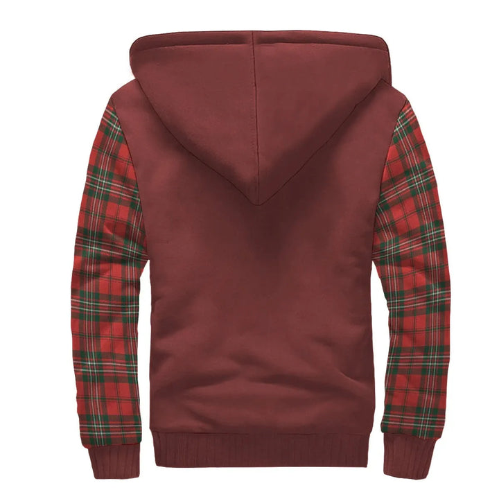 Scottish Langlands Clan Crest Tartan Plaid Sleeve Sherpa Hoodie