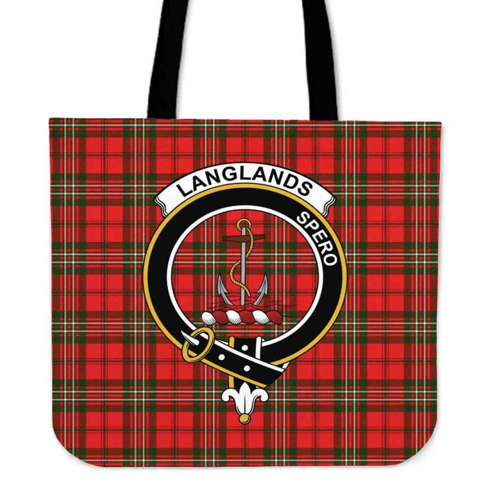 Scottish Langlands Clan Crest Tartan Tote Bag Tartan Plaid