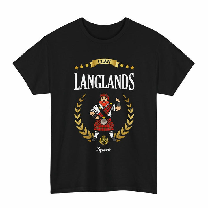 Scottish Langlands Clan Tartan T-Shirt - Motto Scotsman Tartan Plaid Black Color
