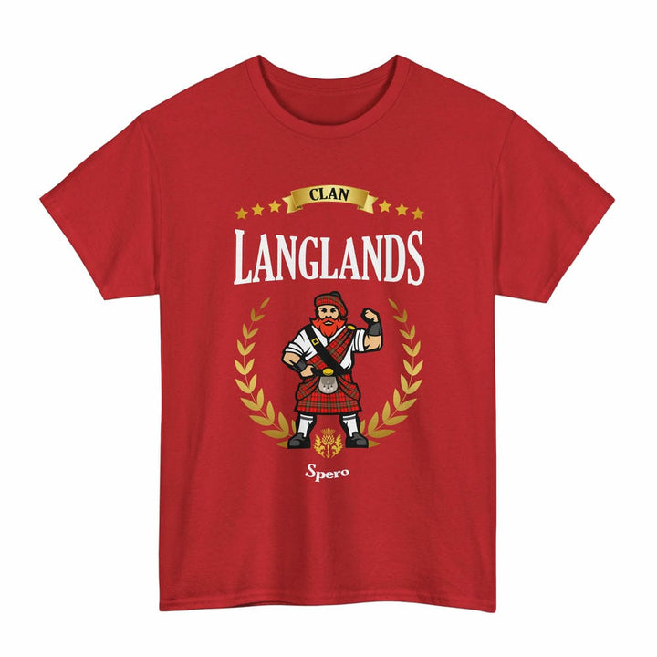 Scottish Langlands Clan Tartan T-Shirt - Motto Scotsman Tartan Plaid Red Color