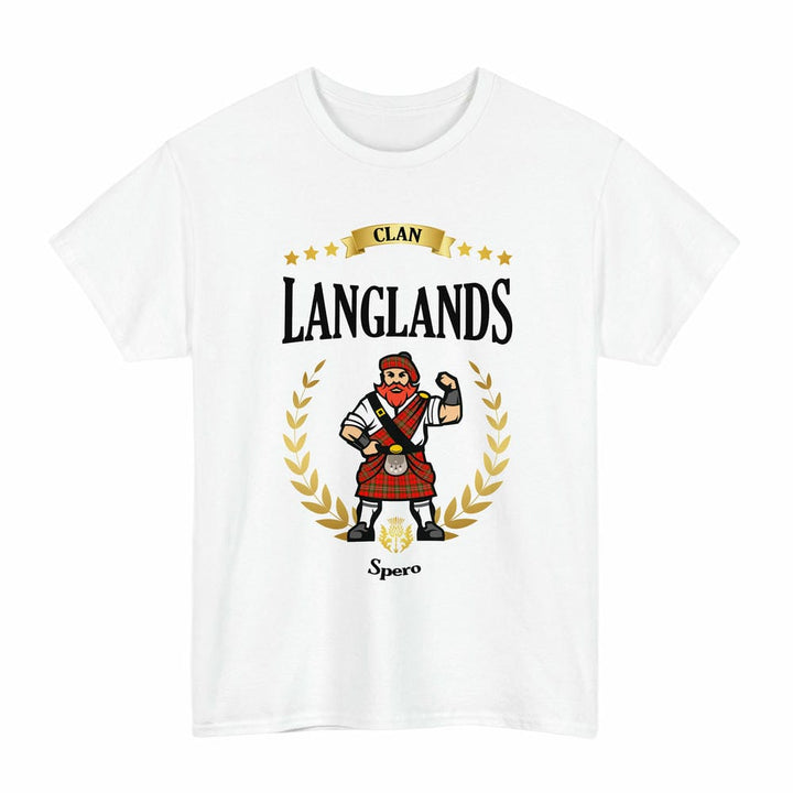 Scottish Langlands Clan Tartan T-Shirt - Motto Scotsman Tartan Plaid White Color