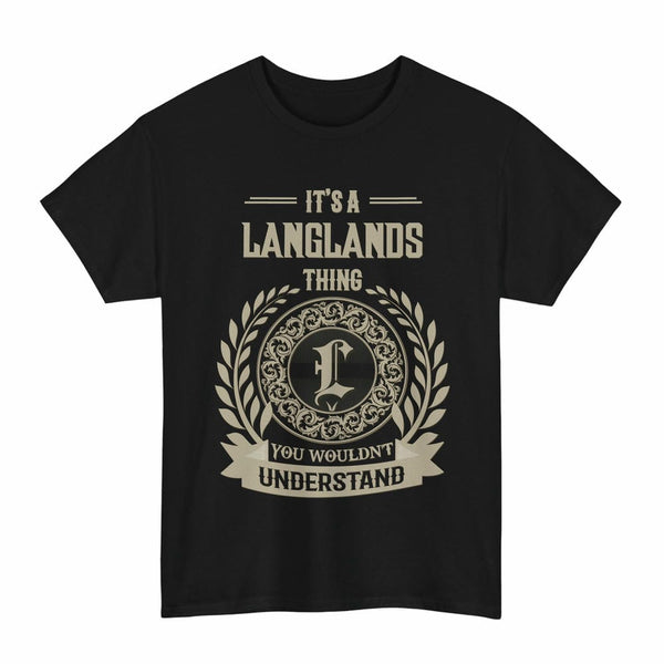 Scottish Langlands Clan Tartan T-Shirt - Vintage Family Name Tartan Plaid Black Color