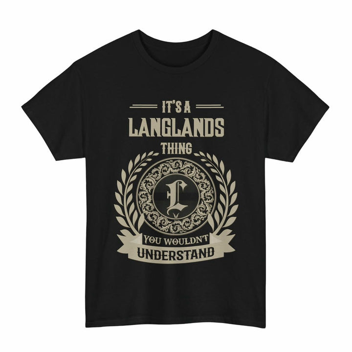 Scottish Langlands Clan Tartan T-Shirt - Vintage Family Name Tartan Plaid Black Color
